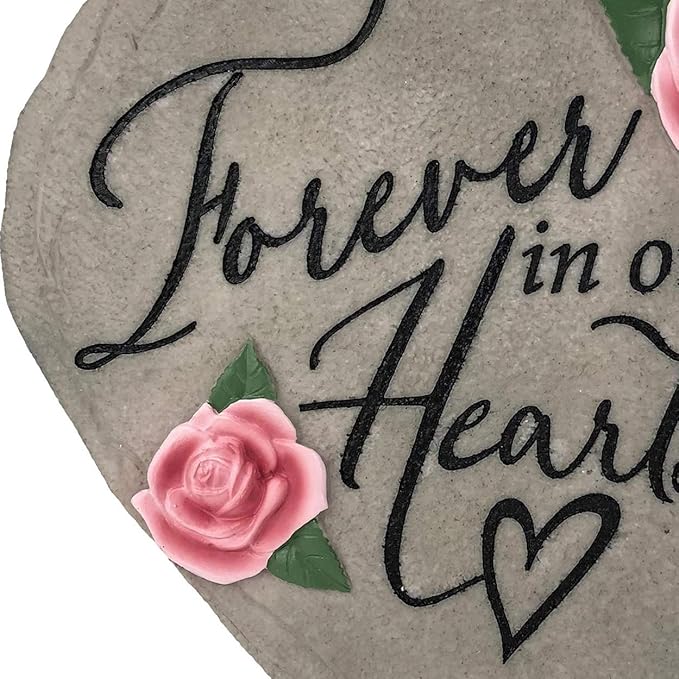 Spoontiques - Garden Décor - Forever in Our Hearts Stepping Stone - Decorative Stone for Garden