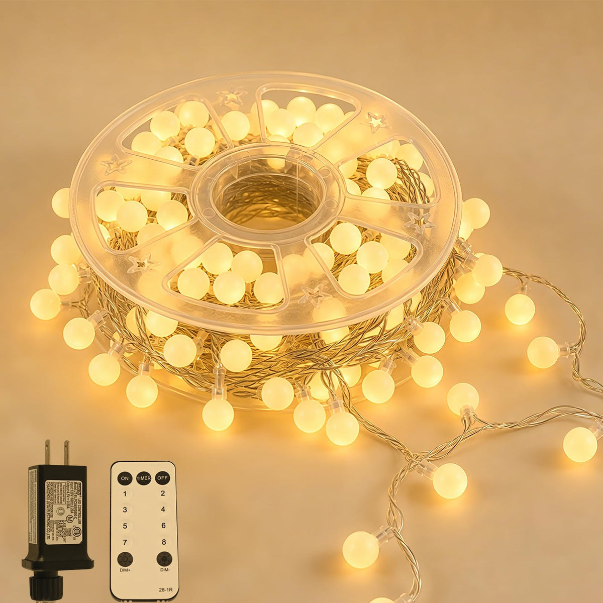 HelixBeam Warm Globe LED String Lights Indoor Bedroom 33FT 100LED Remote