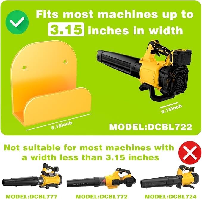 Leaf Blower Rack, Wall-Mounted Tool Hanger Compatible with DCBL722, Hedge Trimmers, Grass Trimmers, Garden Power Tools & Garage Organization, 2 Pack