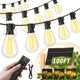Amzrap 100FT Solar String Lights Outdoor Waterproof, 35+1 LED Shatterproof Bulbs Solar Powered with Remote & USB Port, 3 Light Modes Dimmable Patio Lights for Backyard, Garden, Camping