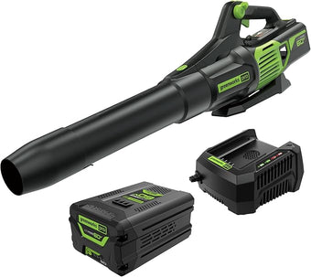 Greenworks 60V 700 CFM Brushless Leaf Blower, 5.0 Ah Battery and Rapid Charger