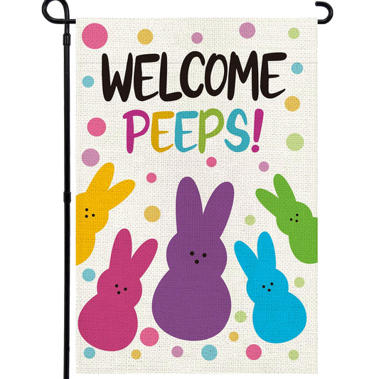 Agroon Welcome Easter Garden Flag 12x18in, Double Sided Bunny Flag for Yard
