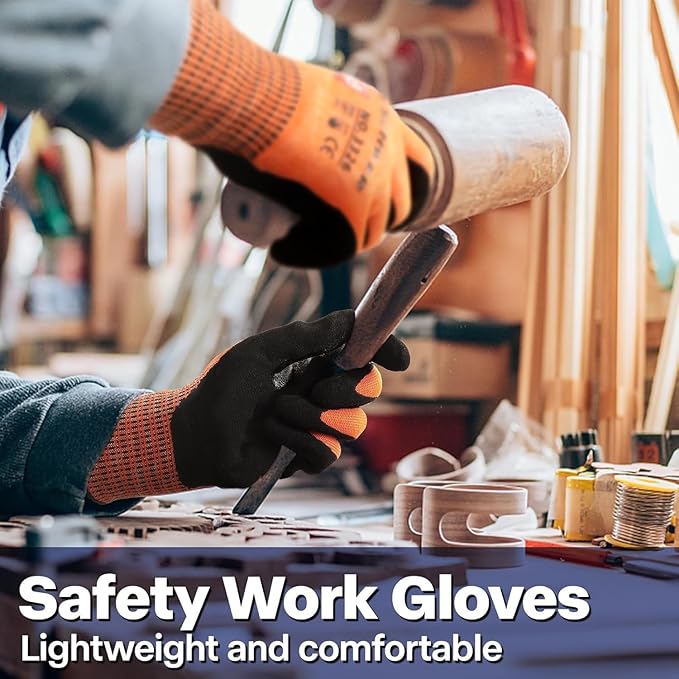 Schwer ProGuard Highest Level Cut Resistant Work Gloves PR3326 for Extreme Protection, ANSI A9 Cut Gloves with Reinforced Thumb, Non Slip, Non PFAS, Durable, Touch-screen, Orange 2 Pairs（M）