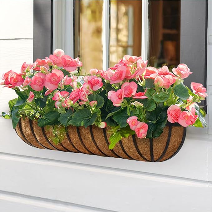 TigeJoy 36inch Trough Coco Coir Liners Planter Replacement, 100% Natural Thick Coco Fiber Liner for Flower Box Decks Garden Flower Pots, 36'' Half Moon Shape Coconut Liner Window Boxes Outdoor