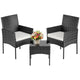 DUMOS Patio Furniture Set 3-Piece, Outdoor Wicker Bistro Set, Black
