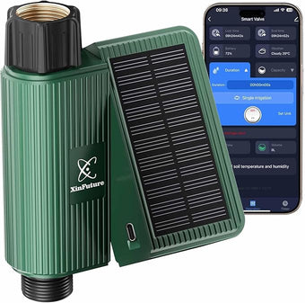 Smart WiFi Solar Sprinkler Timer, XinFuture Water Timer Rechargeable with Rain Delay, Manual& Automatic Watering System for Garden Hose Faucet, App& Voice Control, Outdoor Irrigation Controller