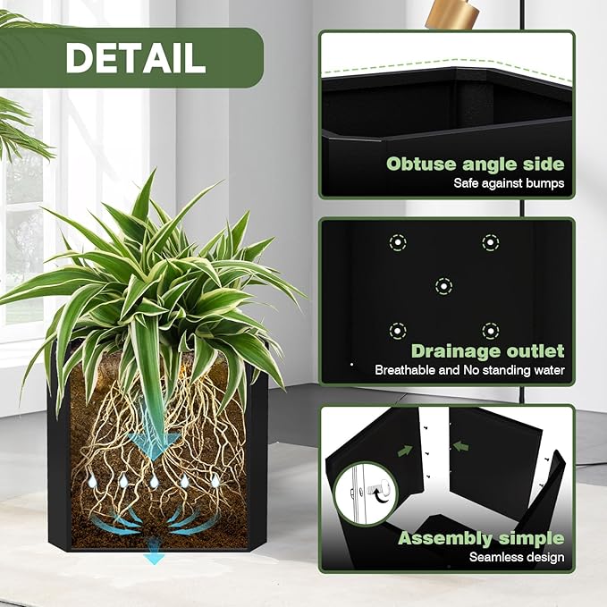 Steel Planter Box-20"x20"x20"-Large Square Planter Box-Outdoor Indoor-Cube Steel Planter Heavy Duty Black Metal Planter Flower Pot Commercial Residential for Home Garden Porch Hotel Patio