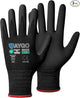 KAYGO Safety Work Gloves MicroFoam Nitrile Coated, 3 Pairs KG18NB,Seamless Knit Nylon Glove with full fingers Touchscreen, Ideal for Automotive,Warehouse,Construction (S, Black)