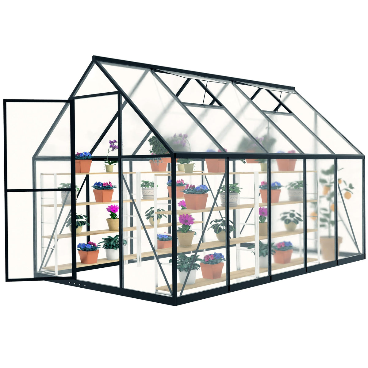 Exroo 6x10 FT Heavy Duty Greenhouse, Polycarbonate Walk-in Garden House with Ventilation Window, Portable Winter Greenhouse Kit for Outdoor Plants and Backyard Gardening