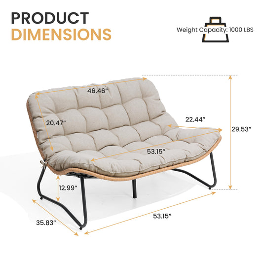 Crestlive Products Outdoor Loveseat, Outdoor Sofa Set (3PCS Beige)