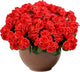 Tikroom 6 Pcs Artificial Geranium Flowers for Outdoors Fake Silk Faux Geranium Plant UV Resistant Fake Flowers for Outdoor Planters Garden Windowsill Balcony Courtyard Yard Porch Home Decor
