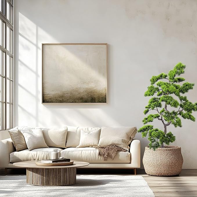 Alonfale 5ft Artificial Bonsai Tree - Large Faux Plants Indoor with Ceramic Pot, Realistic Fake Plants Decor for Home Office, Living Room, Farmhouse Zen Decor