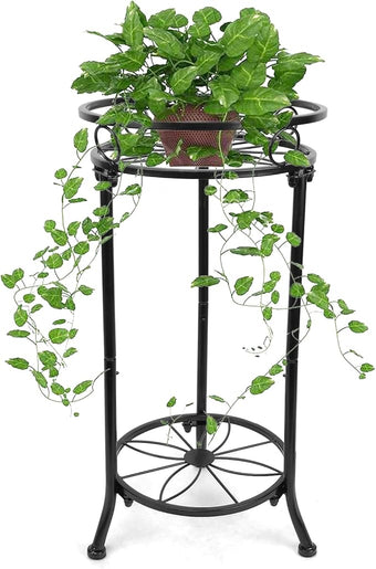 YHIJURS Plant Stand Indoor 2-Tier,20.3 Outdoor Tall Metal Plant Stands Black,Single Corner Heavy Duty Potted Holder Rack Rustproof,Flower Pot Stand for Planter Garden Balcony Patio Office Home
