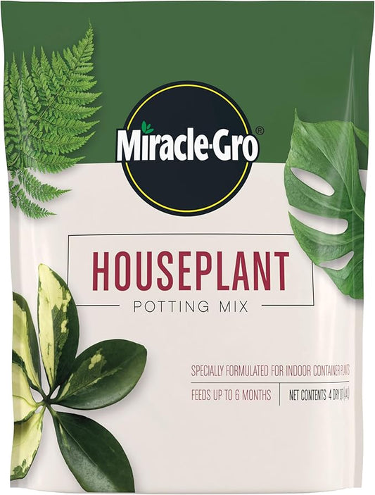 Miracle-Gro Houseplant Potting Mix: Fertilized, Perlite Soil for Indoor Gardening, Designed to Be Less Prone to Gnats, 4 qt.