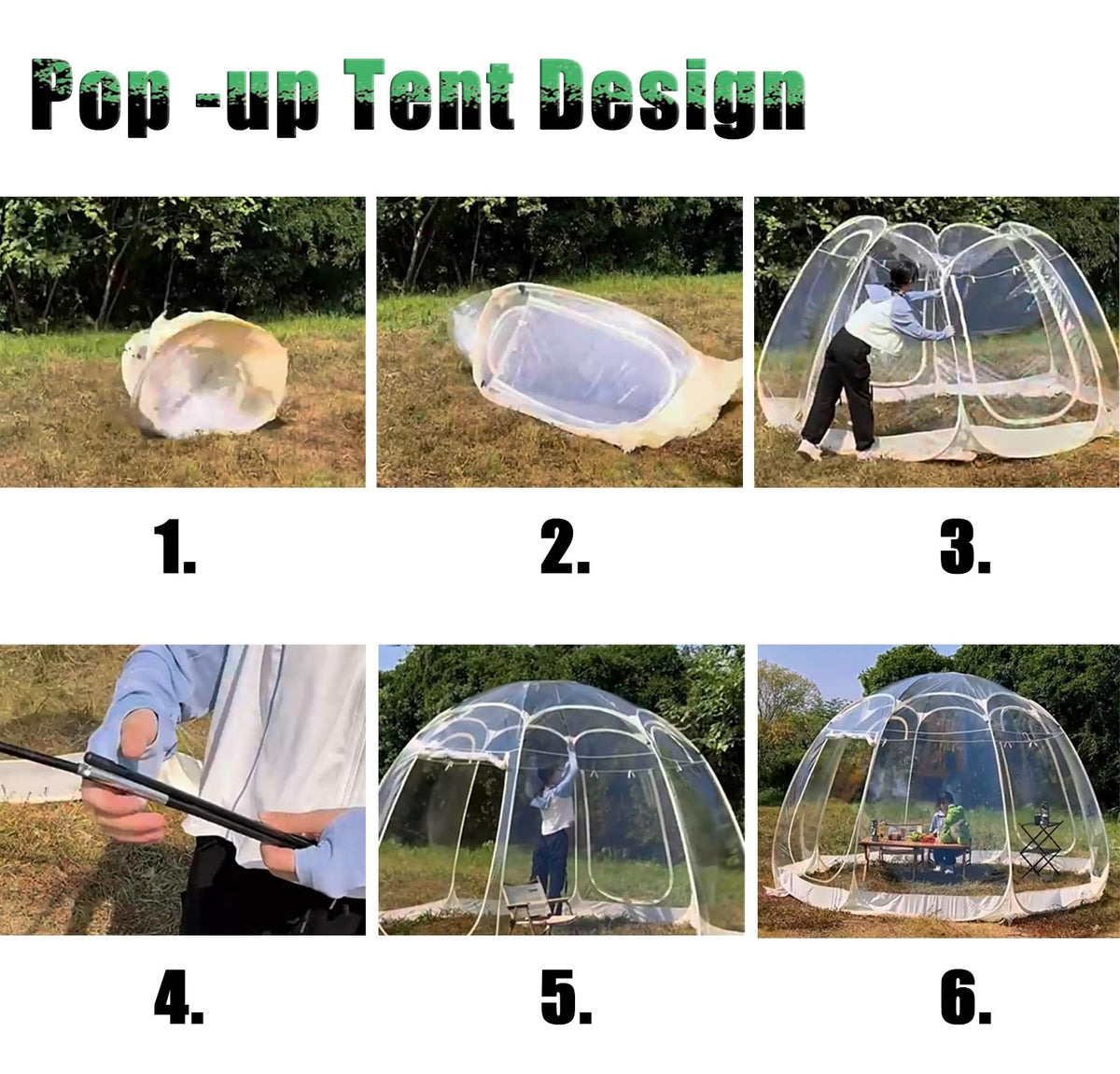 Oracra Bubble Tent Camping Bubble Tent Screen Houses - 360x360x220cm, Freestanding Garden Igloo Canopy Shelters Pop-up, All Weather Greenhouse Screen Tents for Party