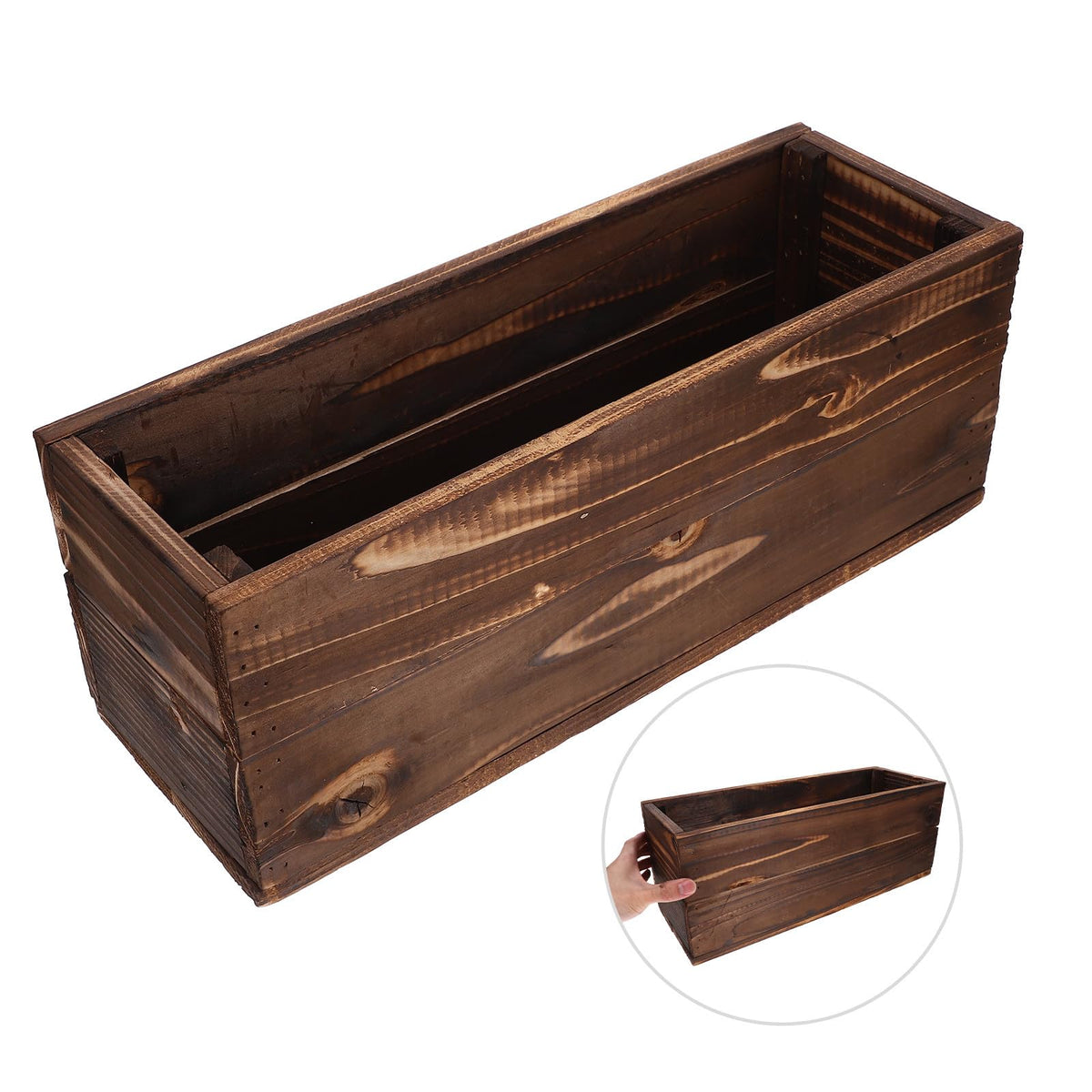 FOMIYES Wooden Window Succulent Planter Box for Outdoor Balcony Garden, Large Rectangular Herb Flower Pot 40x14x15cm, Anti-Corrosion Solid Wood Vegetable Plant Container