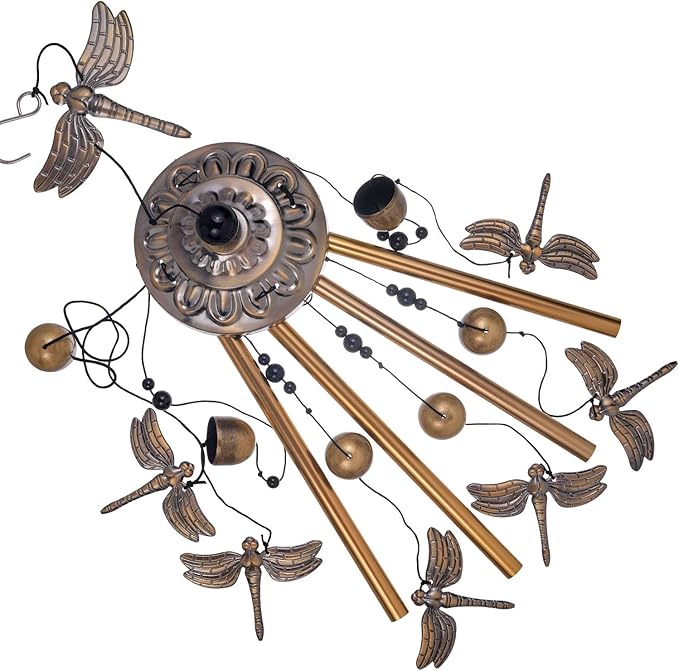 Bronze Dragonfly Wind Chimes - Garden, Home & Patio, Balconies, Room, Indoor, Outdoor Decoration, Dragonfly Decor, Outdoor Dragonflies Wind Catcher, Memorial Wind Bells Gifts for Mom & Women