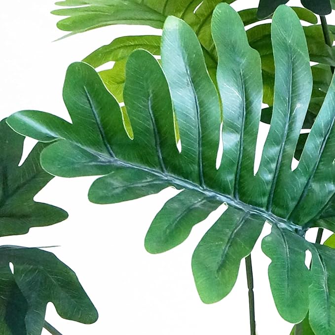 Artificial Tree in Modern Geometric Pattern Planter, Fake Philodendron Tree Silk Tree for Indoor and Outdoor Home Decoration - 70" Overall Tall (Plant Pot Plus Tree)