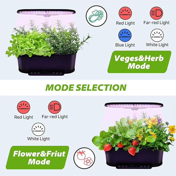 EAGLE PEAK 15 Pods Hydroponics Growing System with WiFi, 5.5 L Water Tank, Smart Indoor Plants Germination Kit with LED Grow Light, Pump System, Adjustable Height for Home Kitchen Gardening, Black