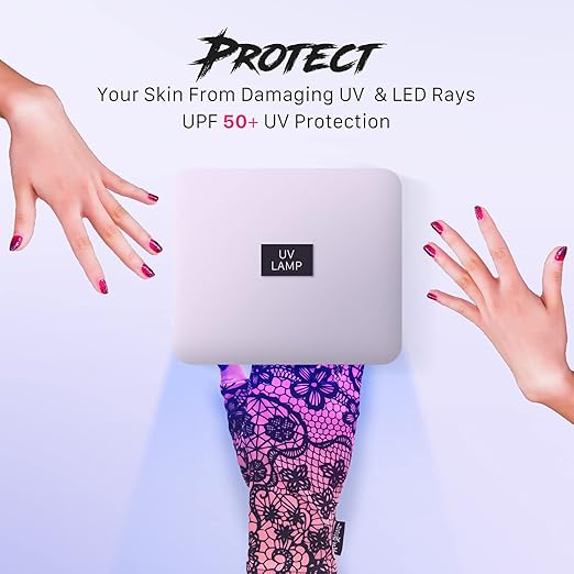 ManiGlovz -The Original Dermatologist Recommended UPF 50+ UV Protective Manicure and Sunblock Fingerless Gloves, Sun Protection, Driving and Gel Manicure Gloves in Cotton Candy