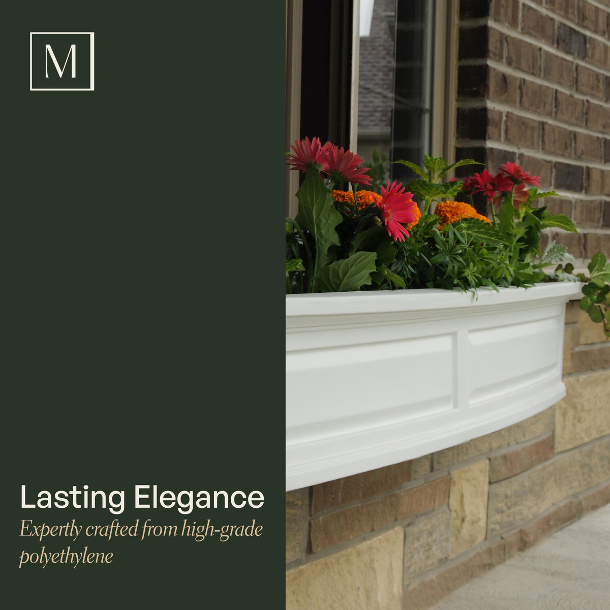 Mayne Nantucket 36in Self-Watering Rectangular Window Box Planter, Black