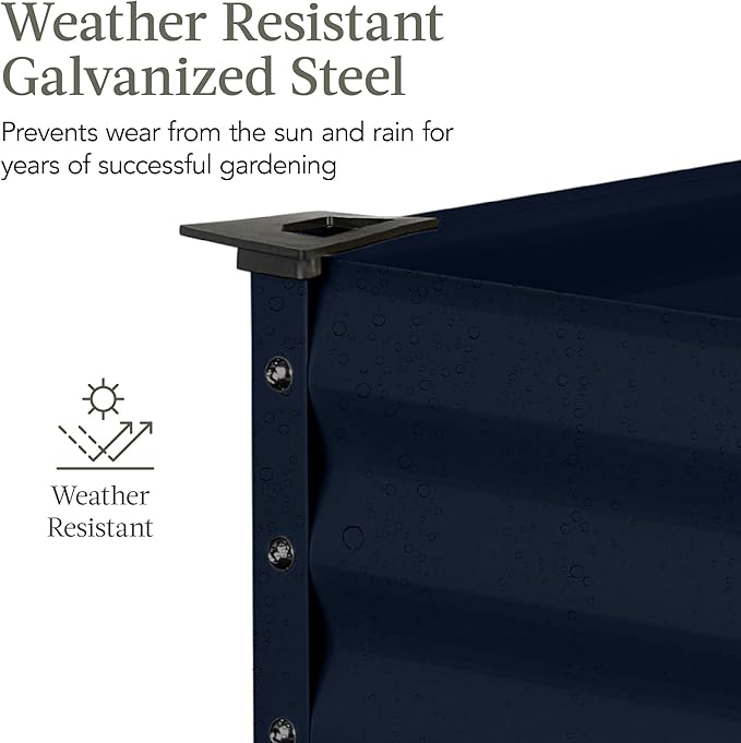 Best Choice Products 48x24x30in Galvanized Raised Garden Bed, Metal Elevated Planter Box, Vegetable Garden for Backyard, Patio, Balcony - Navy Blue