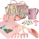 Kids Gardening Set 14Pcs Gardening Tools for Kids with Tote Bag,Watering Can, Shovel, Apron, Garden Book and More Educational STEM Learning Outdoor for Toddlers Boys Girls (Pink)