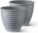 ARBORA 13" Ibiza Polyresin Indoor and Outdoor Planter with Stone Blend Concrete Gray Finish - Durable, Weatherproof, Lightweight, Large Plant Pot for Patio, Garden, Deck, Entryway - 2 Pack
