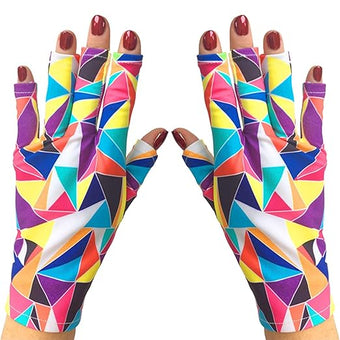 ManiGlovz - The Original UPF 50+ UV/LED Protective Gloves for Gel Manicures, Sun Protection Fingerless Gloves-Shield Skin from The Sun and Nail Lamp-Kaleidoscope Print