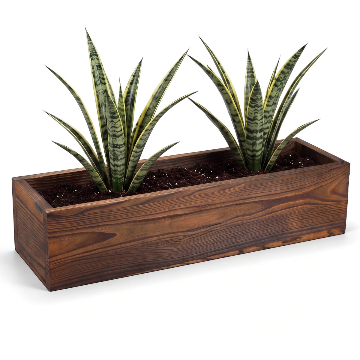 Novabright 24 Inch Wood Window Planter Box with L-Bracket,Wood Color
