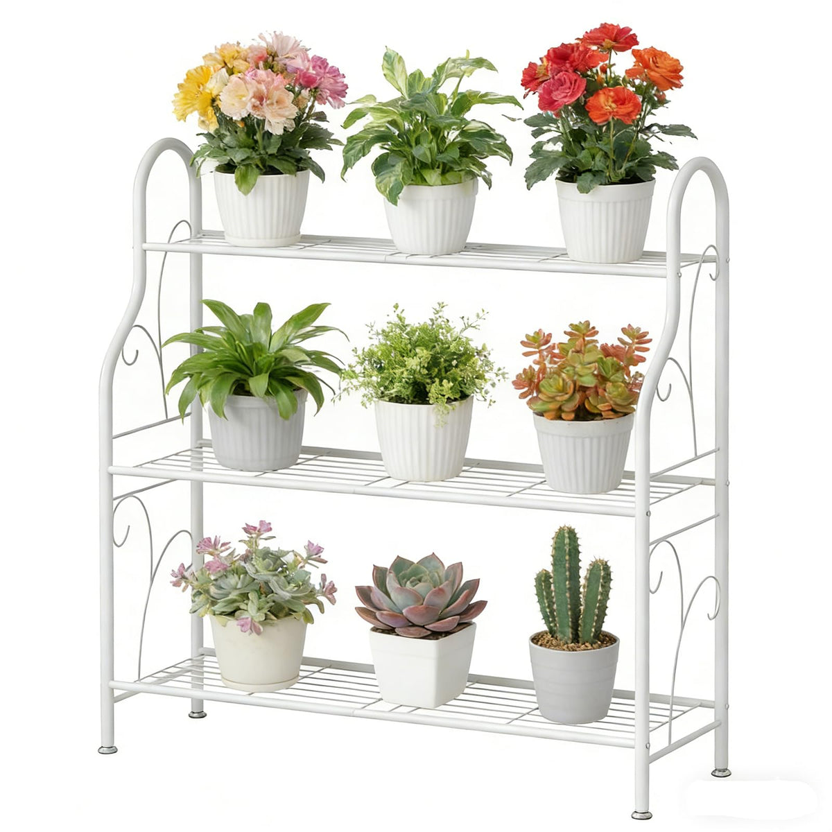 SORCEDAS Plant Stand Outdoor Indoor 3 Tier Metal Corner Flower Shelf