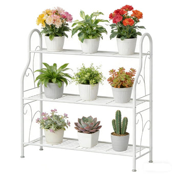 SORCEDAS Plant Stand Outdoor Indoor 3 Tier Metal Corner Flower Shelf