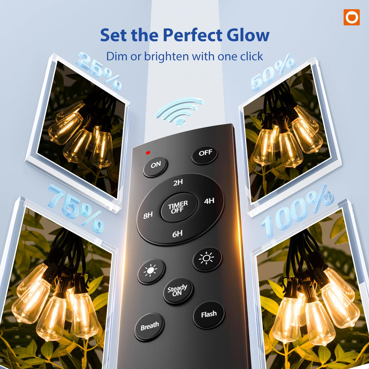 addlon 100FT(50FT*2) Outdoor String Lights ST38 LED with Remote Waterproof