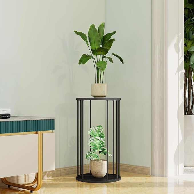 Leinade Plant Stand Indoor,small plant stool,Flower Pot Corner stand holder,Mid Century Heavy Duty Metal Tall Home Decor,Modern Round End Table,Small Rustic Display Stand for Living Room,Bedroom(Black,3 Packs)