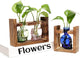 2+1 Plant Terrarium Plant Propagation Station Gifts for Father Halloween Skull Home Office Decor with Wooden Stand