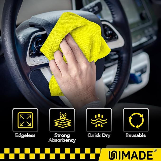 Microfiber Cleaning Cloth, 100PK Commercial Grade Work Rags Microfiber Towels for Cars Cleaning Rags Bulk Detailing Cloth for Automotive Bar Mechanic Restaurant Garage, 11.5"x11.5", Multicolor