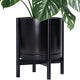 D'vine Dev Ceramic Planter with Ebony Stand - 14 Inch Modern Round Flower Pot with Wood Planter Holder, Black, 55-B-S-2
