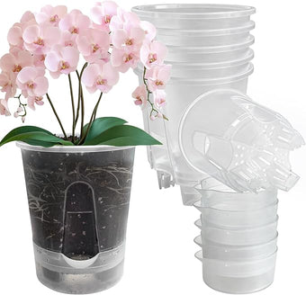 Cdd's Path Upgraded 5-Pack 6 Inch Naked Root Planter Self Watering Pots Set, Plant Pots with Holes for Indoor/Outdoor Plants with Watering Hole/Reservoir and Air Pipes, Clear