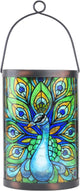 Hanging Solar Lantern Outdoor Waterproof LED Solar Lights Peacock Decorative Solar Lanterns Tabletop Lamp for Outdoor Patio Garden Yard Decor