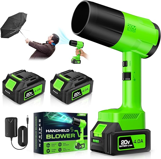 Leaf Blower Cordless, Handheld Leaf Blower with 2 X 4.0Ah Battery and Charger, 6 Speed Modes, Lightweight Blowers for Lawn Care, Patio, Yard, Dust,Blowing Leaves,Snow