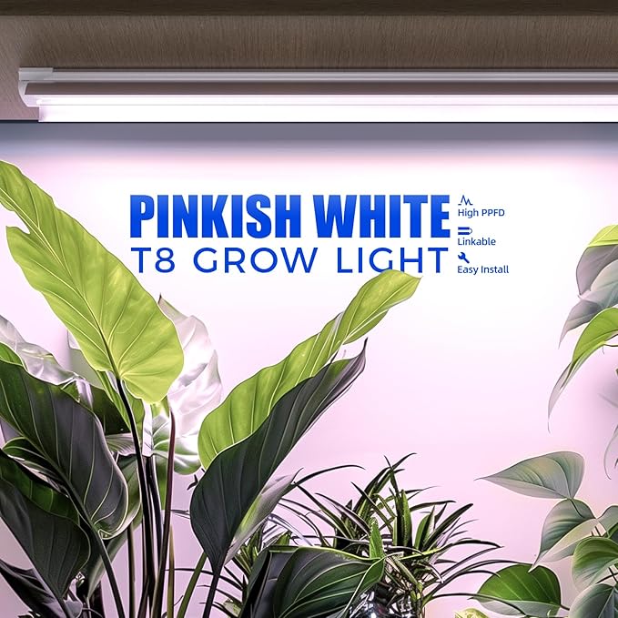Barrina LED Grow Lights, Full Spectrum, 180W(6 x 30W, 1000W Equivalent), 3ft Grow Light Strips, T8 Grow Light Bulbs, Plant Lights for Indoor Plants, Greenhouse, Pinkish White, Linkable Design, 6-Pack