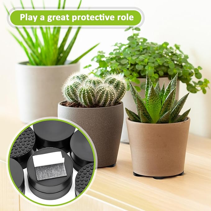 24 Pack Invisible Pot Feet with Enhanced Non-Slip Surface Grip Plant Pots and Flowers, Solid Rubber Pots Risers, Pot Lifters for Indoor or Outdoor Planters