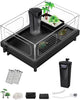 MoonOrange Small Turtle Tank, Aquarium, Acrylic Terrarium with Basking Platform, Bottom Drainage, Multi-Function Areas for Turtles, Crabs, Crayfish, Reptiles.(Black+Filter)