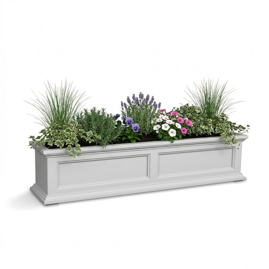 Mayne Fairview 48in Self-Watering Rectangular Window Box Planter, White