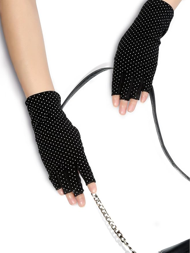 Maxdot Sun Gloves for Women UV Protection Fingerless Non Slip Sunscreen Driving Gloves for Summer Outdoor