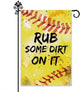 Hafhue RUB Some Dirt On It Garden Flag, 12 x 18 Inch Double Sided Farmhouse Holiday Yard Garden Lawn Decoration Flag, Spring Softball Garden Yard Flag, Baseball Flag Gift for Baseball Lover