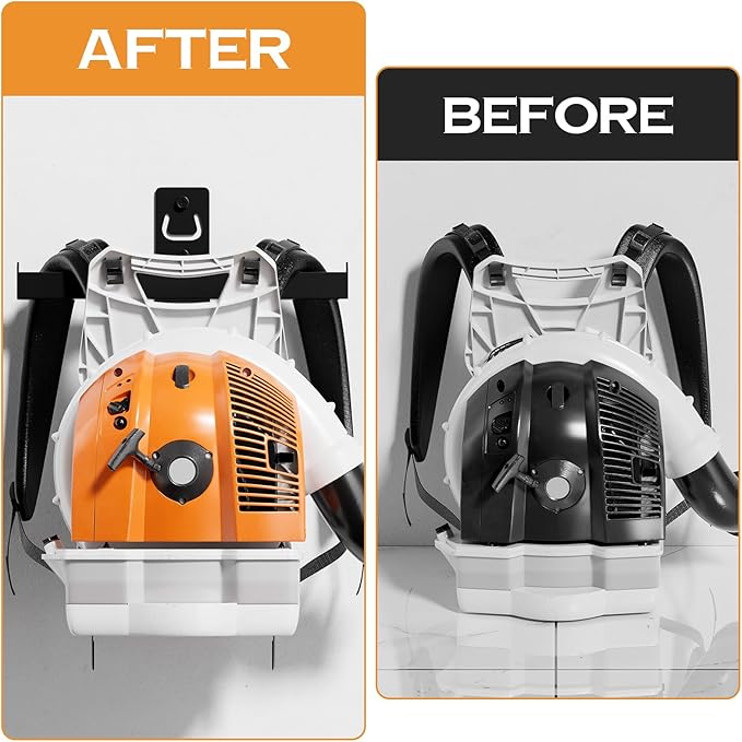 Backpack Leaf Blower Hanger, Backpack Sprayer Wall Mount,Heary Duty Chainsaw Blower Storage Organizer Holder for Garage Storage, Weed Eater Hanger, Lawn Care Accessories, 1 Pack