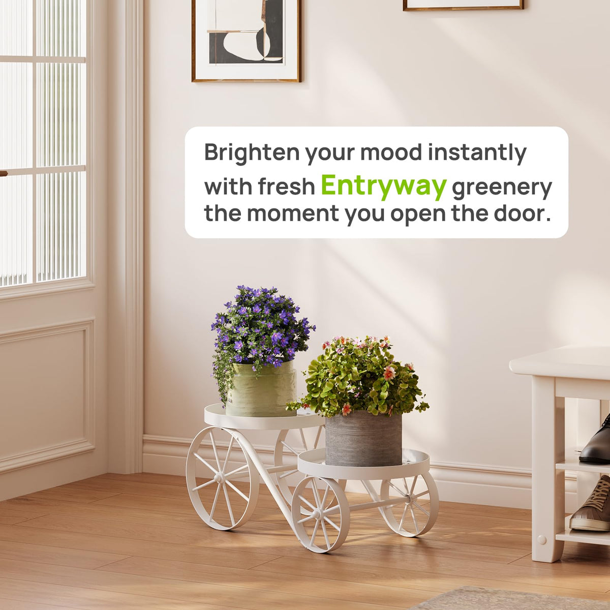 Cute Plant Stand Indoor Outdoor 2-Tier Metal Heavy Duty Flower Pot Holder
