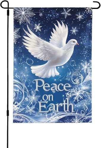 Snow And Dove Garden Flag 12x18 Inch Double Sided All-Weather Polyester Outdoor Flag For Patio Lawn Yard And Garden Welcome Decor