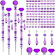 Exway 100 PCS DIY Fairy Wand Beaded Garden Stake Beads Kits with Purple Large Hole Beads 4 Crystal Stopper Top Threaded Rods and 4 Purple Sparkling Crystal Pendants for Outdoor Indoor Decor